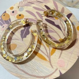 Madewell Half Hoop Glitter Earrings